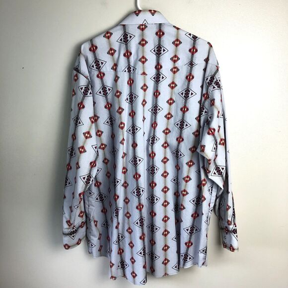 Vintage Wrangler Button Up Shirt Mens 2X Aztec Western Pearl Snap Long Sleeve - Picture 10 of 12